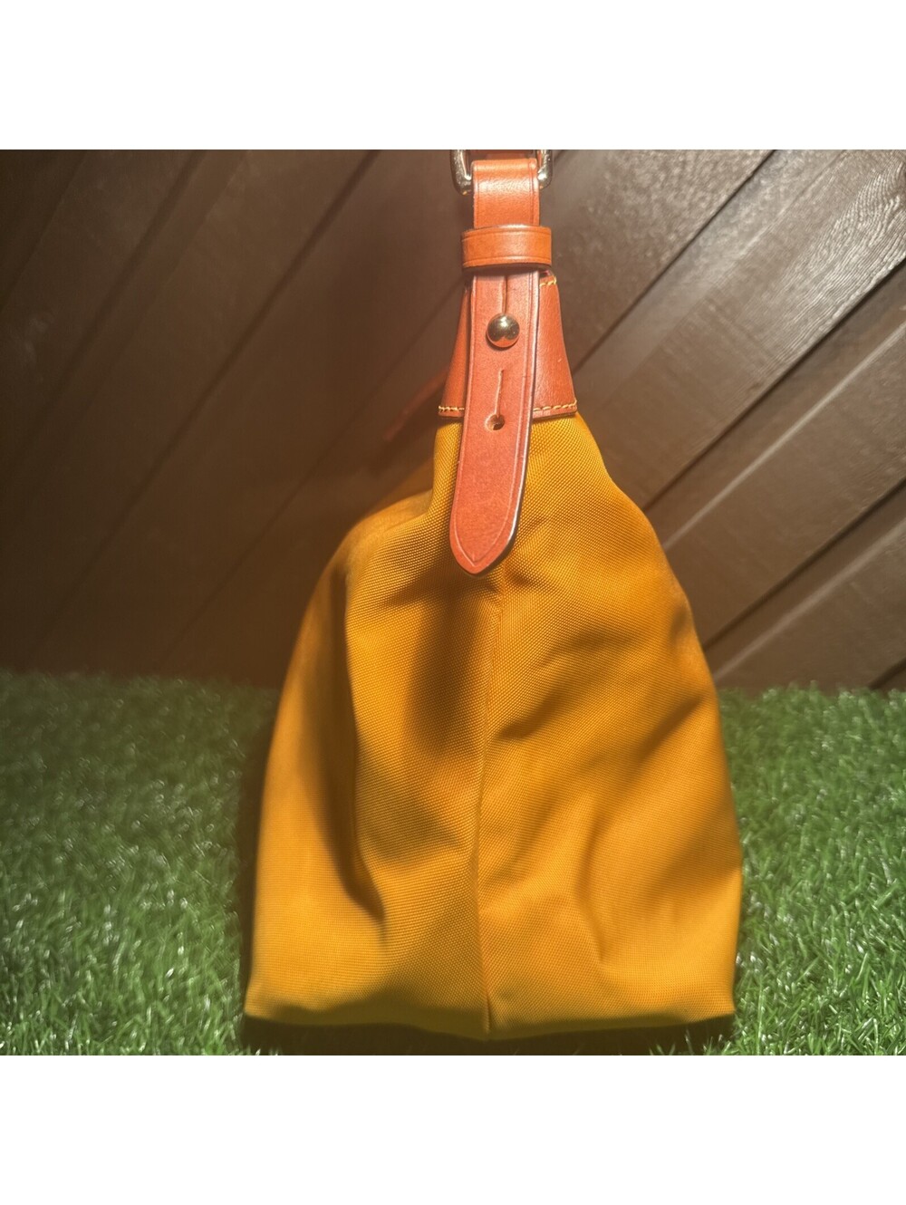 Dooney & Bourke Nylon Large Erica Hobo Shoulder Bag Mustard Yellow Red Lining - Picture 2 of 14